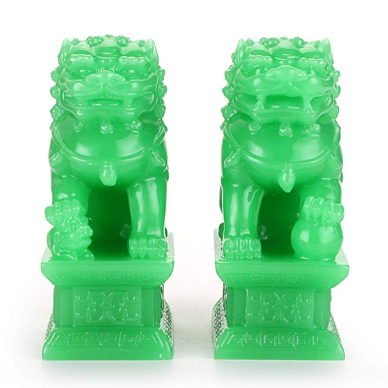 MDLUU Pair of Fu Foo Dogs, Guardian Lions, Feng Shui Lion Statues for Cash Register, Office Desk, House Warming, Store Opening Gift - Image 5